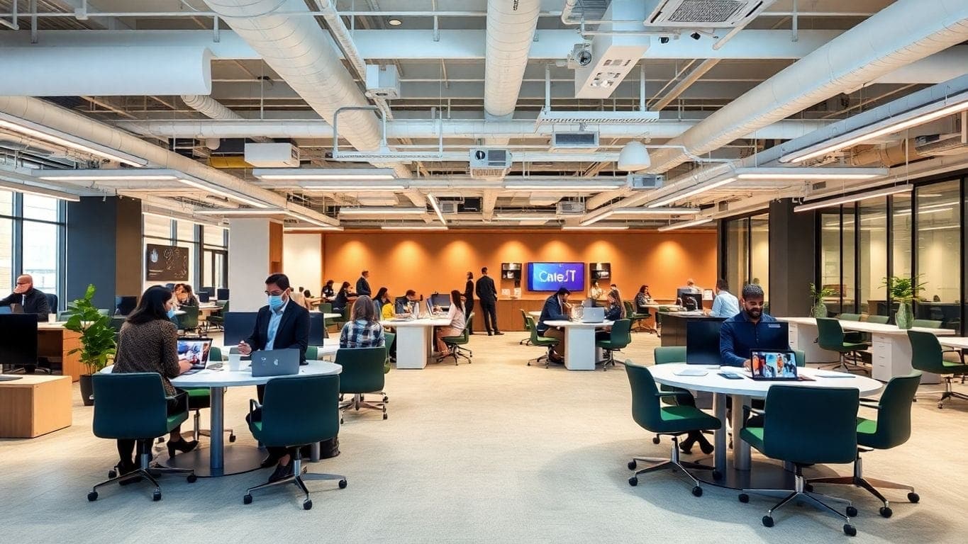 Modern office space promoting collaboration and creativity.