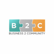Logo with three interlocking puzzle pieces—teal "B", gray "2", and orange "C"—symbolizing connection in social media. Below, "BUSINESS 2 COMMUNITY" appears in gray capitals on a white background, reflecting the future of social media collaboration.