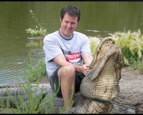 Kurt with 10.5" alligator he pulled out of a pond.
