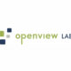 The OpenView Labs logo features the words "openview LABS" with "openview" in light green and "LABS" in dark blue. To the left are four overlapping squares in green, blue, and gray tones, arranged in a loose grid pattern. The background is white.