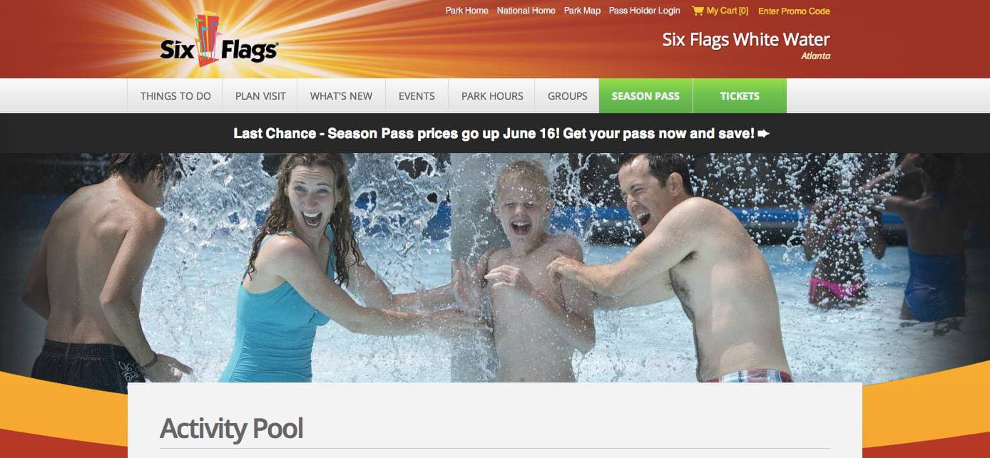 Kurt Uhlir as model for Six Flags White Water print and web - Activity Pool