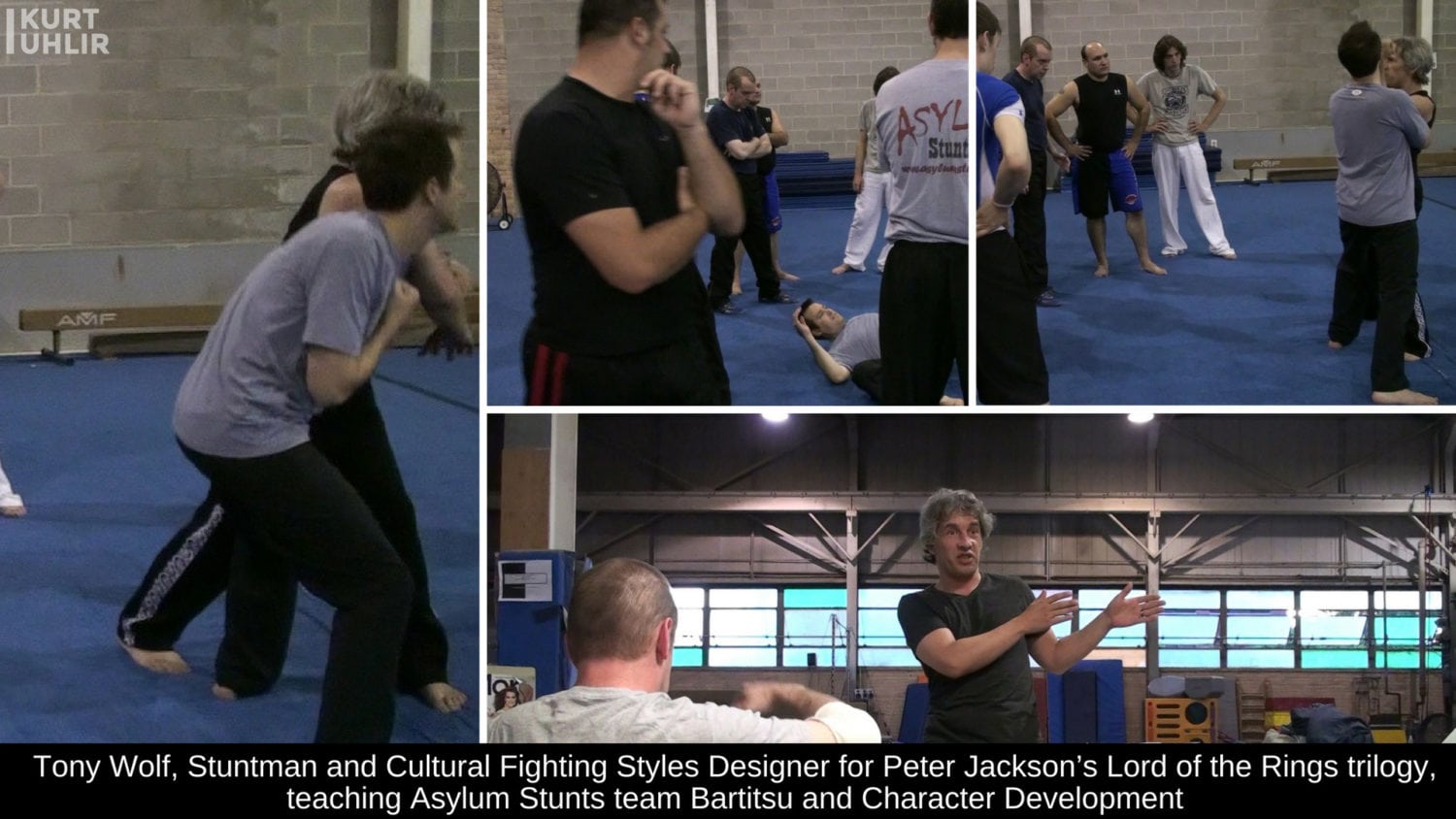 Tony Wolf, Stuntman and Cultural Fighting Styles Designer for Peter Jackson’s Lord of the Rings trilogy, teaching Asylum Stunts team Bartitsu and Character Development