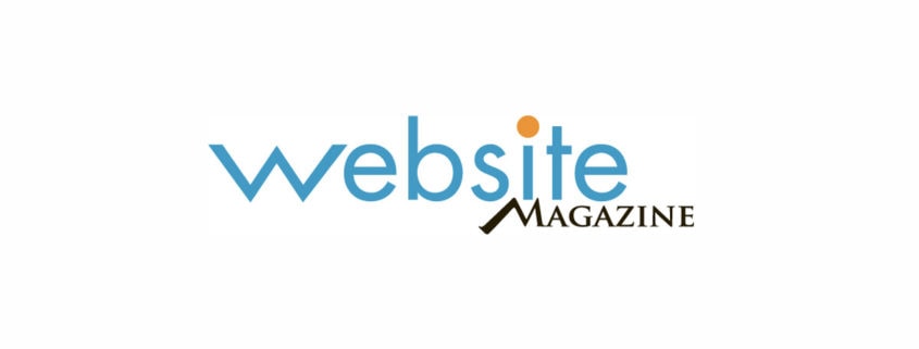 The image shows the "Website Magazine" logo, highlighting the importance of online presence. The word "website" is in lowercase blue letters with an orange dot on the "i." "Magazine" appears in black uppercase serif font beneath “site” on a white background.