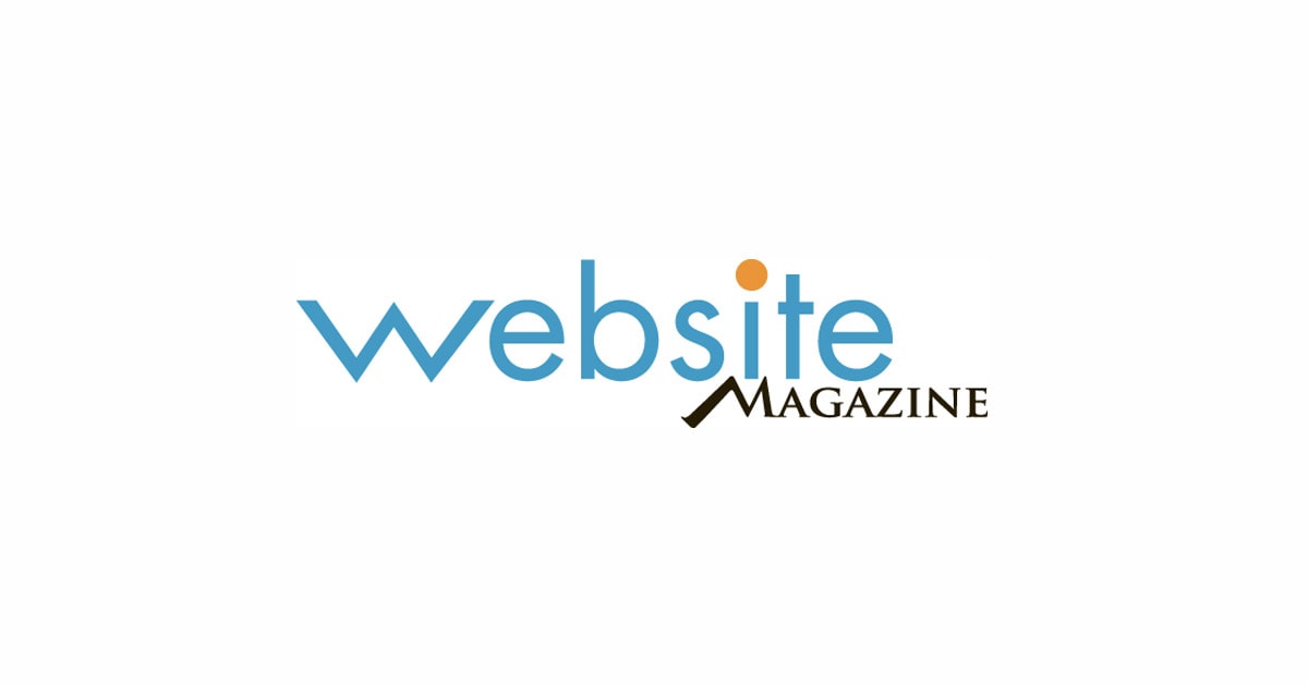 The image shows the "Website Magazine" logo, highlighting the importance of online presence. The word "website" is in lowercase blue letters with an orange dot on the "i." "Magazine" appears in black uppercase serif font beneath “site” on a white background.