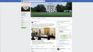 White House Tweet - Made in America Roundtable - Margarita Mendoza and Kurt Uhlir in picture 10b Screenshot of The White House Facebook page featuring a “Made in America Roundtable” post with President Trump meeting attendees, alongside the iconic White House cover photo, profile image, and page menu.