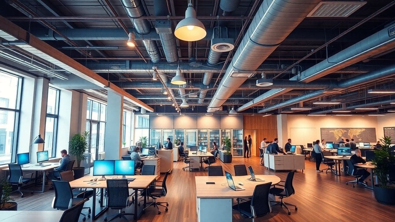 Modern office space symbolizing systems thinking in companies.