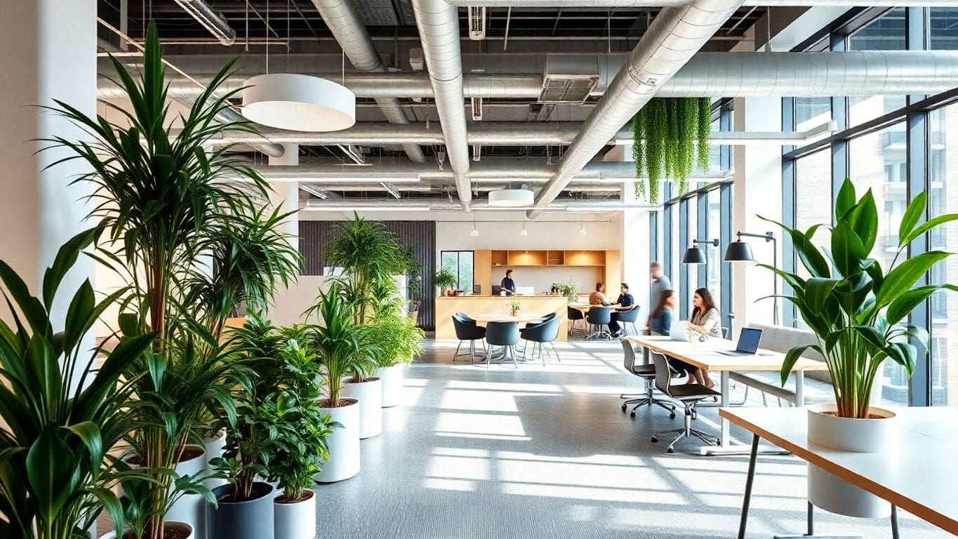 Modern office space highlighting collaboration and innovation.