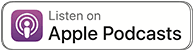 A rectangular button with the text “Listen on Apple Podcasts” in black. To the left is the Apple Podcasts logo: a purple icon with concentric circles. Perfect for discovering Podcast Gift recommendations. The white button has a gray border.