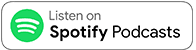 A rectangular button with the Spotify logo, a green circle featuring three curved white lines. Beside it, black text reads, "Listen on Spotify Podcasts," highlighting your next Netweaving or Podcast Gift find on a white background with rounded corners.